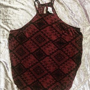 LA Hearts Maroon with Black Tribal Print Top S